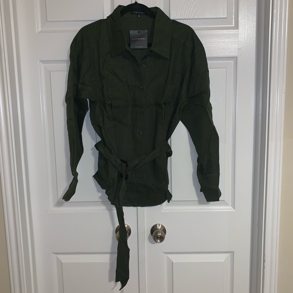 NWT JLUXLABEL Moss Nicolette Belted Linen Top - Picture 5 of 11